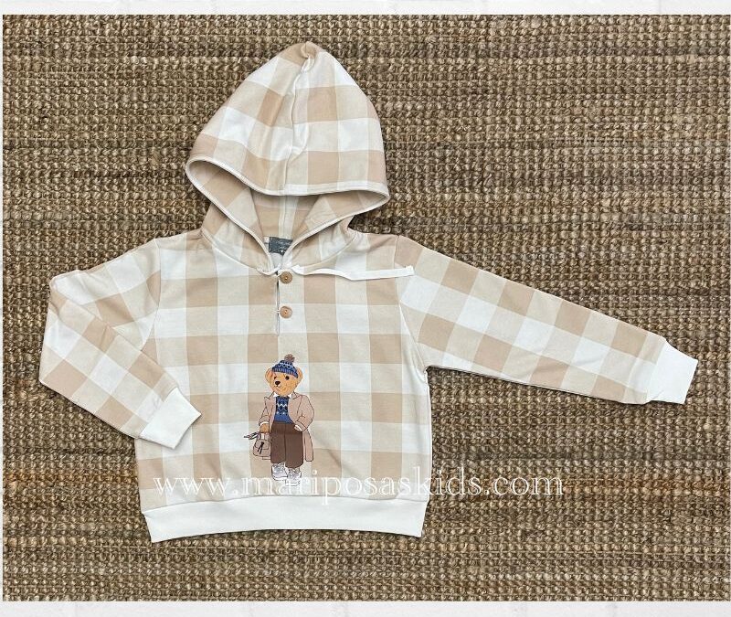 Sudadera Corta Cuadros MON PETIT BONBON Niña