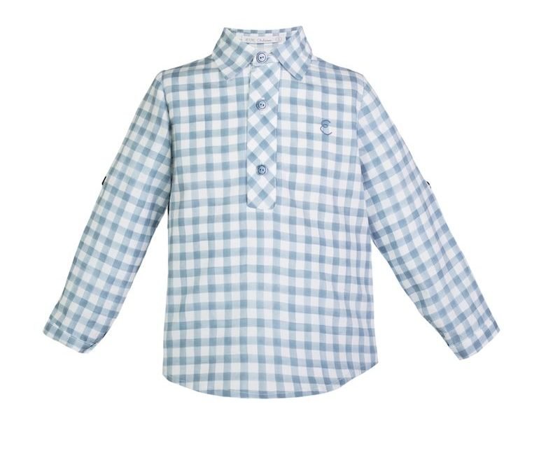 Camisa Eve Children Cuadros Turquesa y Blanco Dolphi