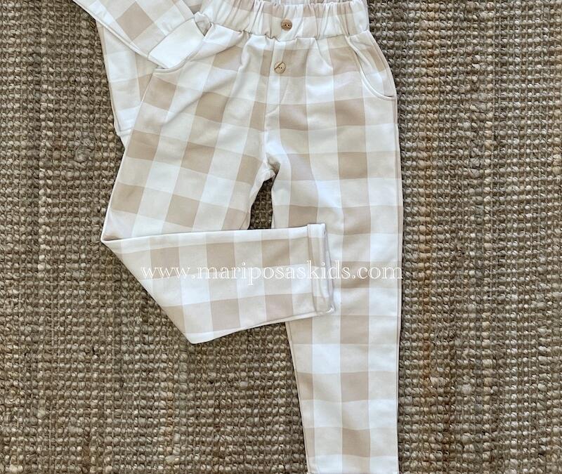 Pantalón Cuadros MON PETIT BONBON Camel