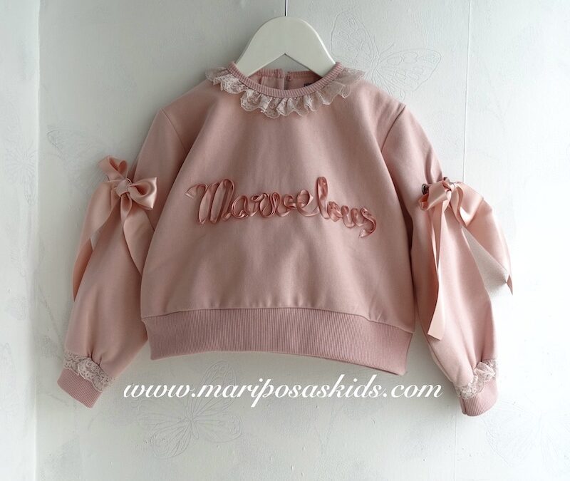 Sudadera Rosa MON PETIT Niña Lazos